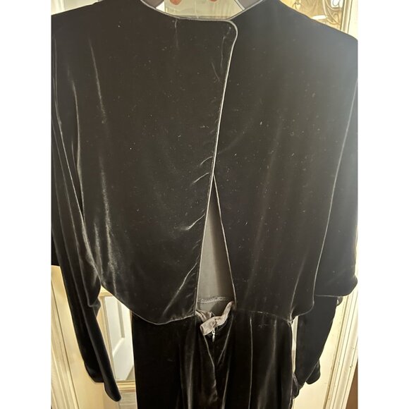 Vintage 80s Black Velvet Evening Dress Dolman Sleeves Open Back Size 6. Z - Picture 4 of 7